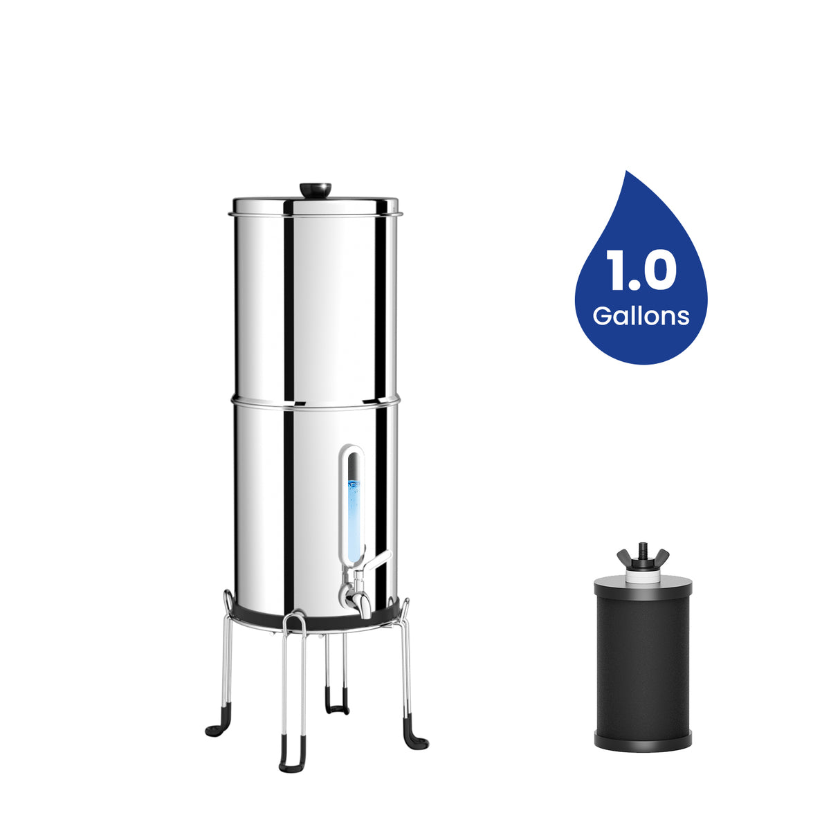 Joypur Visdow 1-Gallon Gravity Water Filter System – Stainless Steel with View Window