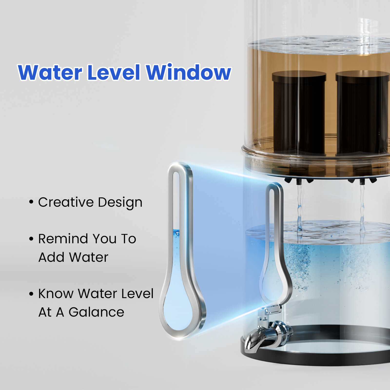 Joypur Visdow Classic Gravity Water Filter System with Iconic Dome Lid – 2.25 Gallon Stainless Steel Countertop Water Purifier