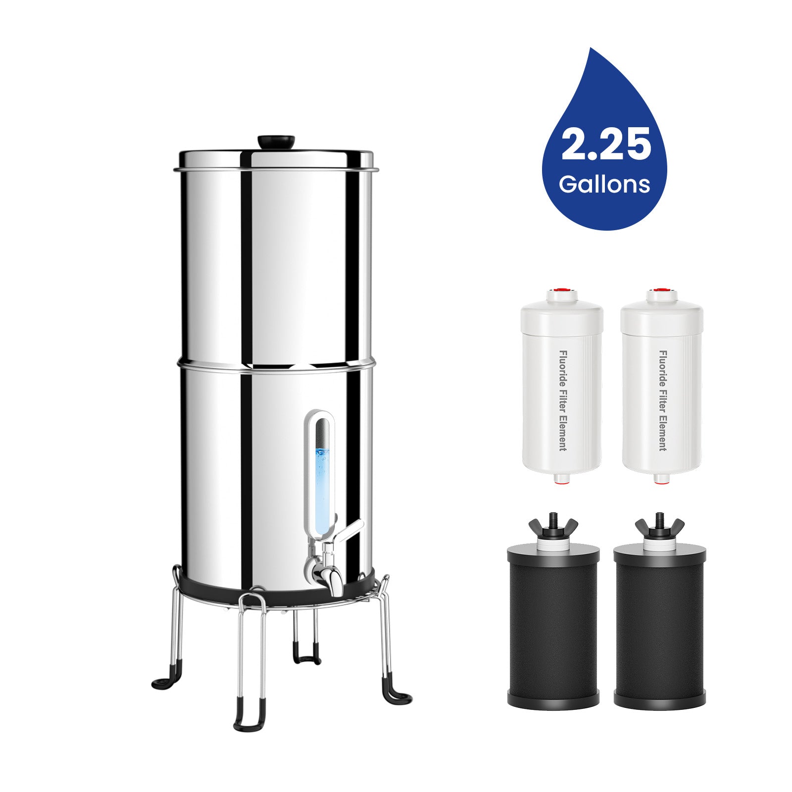 32605→20000ARIIX ピュリティボトル　フィルター6個 Joypur Visdow 2.25 Gallons Gravity Water Filter - Stainless Steel